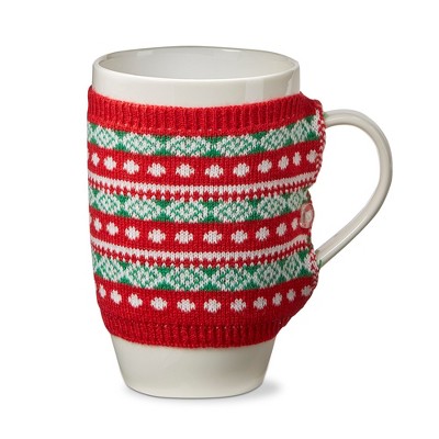 tagltd Fair Isle Knit Sweater Covered Bone China Dishwasher Safe Mug, 18.0 oz