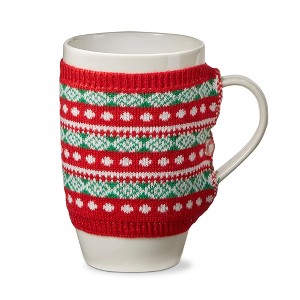 tagltd Fair Isle Knit Sweater Mug - 18oz Bone China Drinkware for Christmas, Dishwasher Safe,For Hot Beverages Tea Coco Coffee - 1 of 2