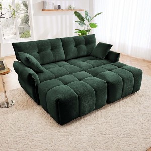 78.7" Chenille Modular Sectional Sofa Bed with High-Resilience Cushions and 2 Ottomans for Small Living Room - 1 of 4