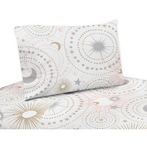 Sweet Jojo Designs Kids Twin Sheet Set Celestial Pink Gold and Grey 3pc - 1 of 3