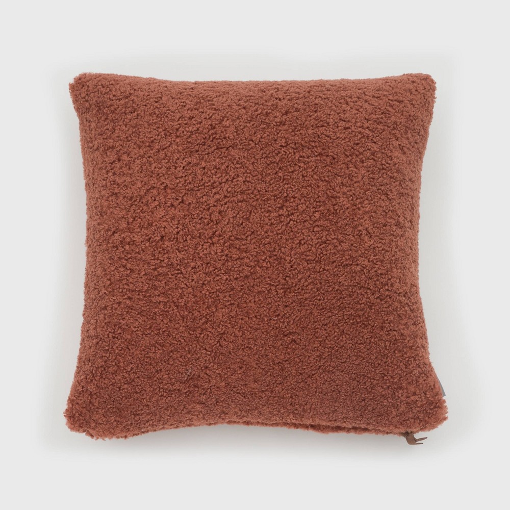 Photos - Pillow 20"x20" Oversize Teddy Faux Shearling Lux Square Throw  Copper - Eve