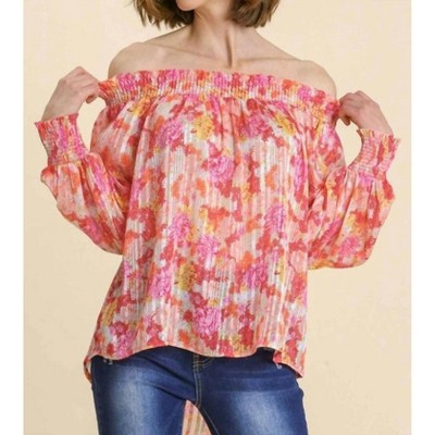 Women's Sheer Floral Off The Shoulder Top - umgee