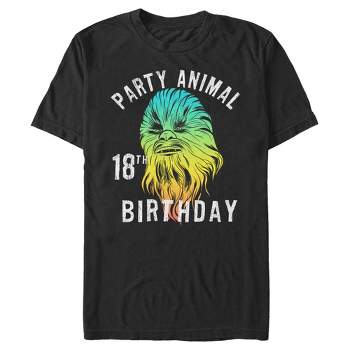 Men's Star Wars Chewie Party Animal 18th Birthday Color Portrait T-Shirt