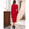INSPIRE CHIC Women's Cocktail Wrap Ruched V Neck Long Sleeve Elegant Formal Sheath Dresses - 4 of 4