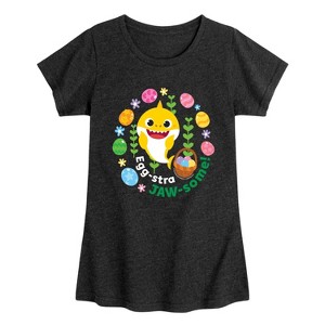 Girls' - Baby Shark - Easter Sharks Fitted Short Sleeve Graphic T-Shirt - 1 of 4