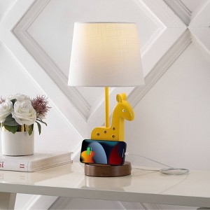 17.5" Sahara Mid-Century Giraffe Kids' Table Lamp with USB Port - JONATHAN Y: Empire Shade, UL Listed - 1 of 4