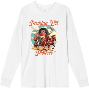 "Parking Lot Pioneer" Old West Wagon Football Cowboy Adult Long Sleeve Tee - 1 of 2