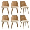 Rattan Dining Chair Set Of 6,Boucle Upholstered Dining Chair, With Oak Metal Legs For Kitchen,Dining Room,Living Room,Farmhouse-Tanpinhause - 2 of 4