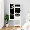 vidaXL Mirror Jewellery Cabinet with LED Lights Free Standing White - 3 of 4