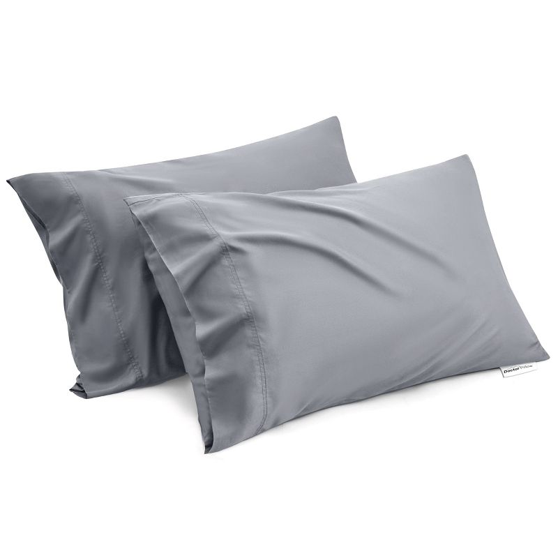 Bedsure Pillow Cases Queen Size Set of 2, Rayon from Bamboo Cooling Pillowcase,Silver Grey, 1 of 7