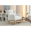 Airsurfer Modern Upholstered Rocking Chair with Wooden Base, Cozy Teddy Fabric Accent Chair for Living Room or Bedroom - 3 of 4