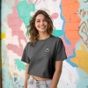 Dalix Smile Face Boxy Short Sleeve Tee Relaxed Summer Cotton Garment Dyed Womens - image 2 of 4