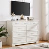 Okak Bedroom Dresser Nightstand w 9 Long Drawers & Antique Handles Wood Storage Chest Cabinet for Living Room Hallway Entry Kids Room, White - 3 of 4