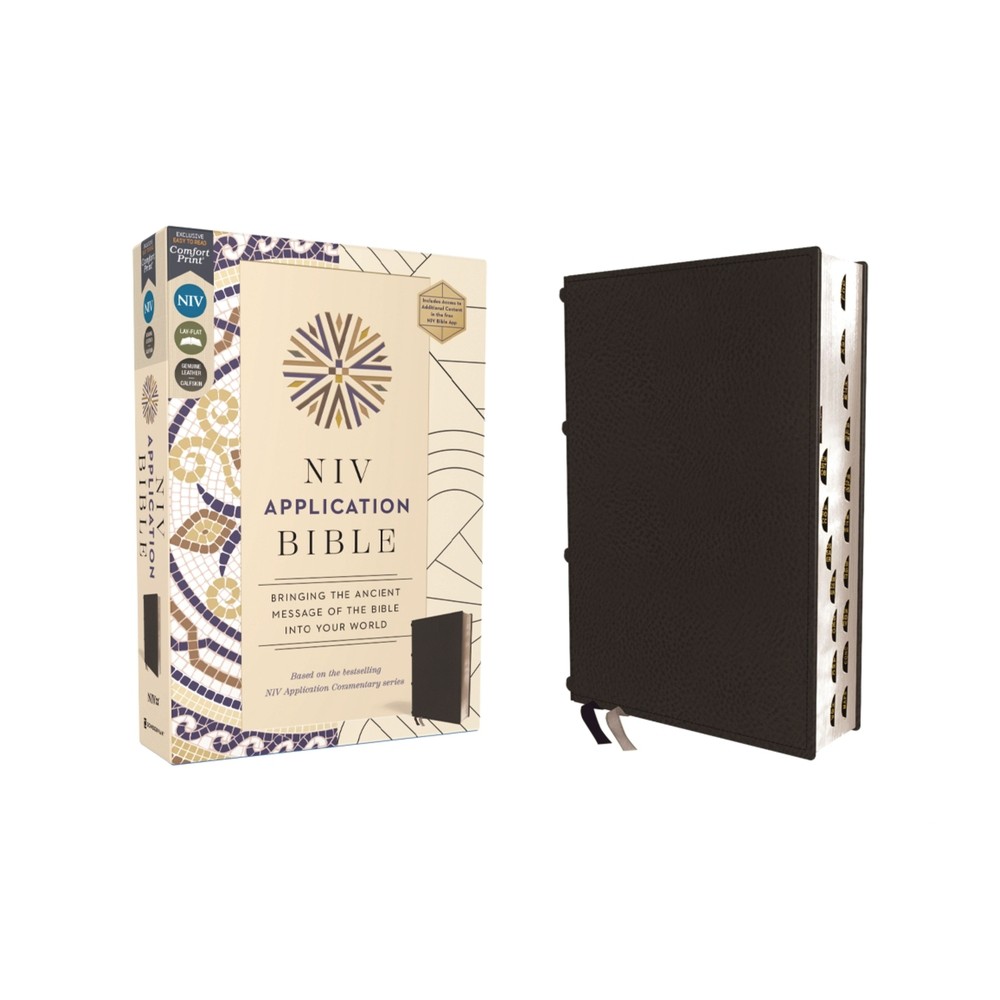 NIV Application Bible, Genuine Leather, Calfskin, Black, Red Letter, Thumb Indexed, Comfort Print - (NIV Application Commentary Resources)
