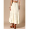 INSPIRE CHIC Women's Elastic High Waist Lace Trim Tiered Maxi Skirt - 3 of 4