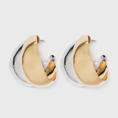 Two-Tone Chunky Hoop Earrings - A New Day™