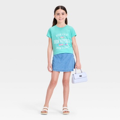 Детские Cat & Jack Girls' Short Sleeve 'Bon Voyage' Graphic T-Shirt - Cat & Jack™ Aqua Green M — фото 3