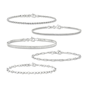 Ross-Simons Italian Sterling Silver Jewelry Set: 5 Chain Bracelets - 1 of 4