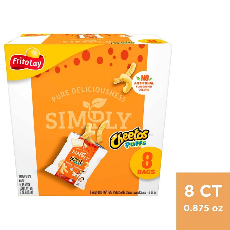 Cheetos Simply White Cheddar Puffs - 8ct, 1 of 6