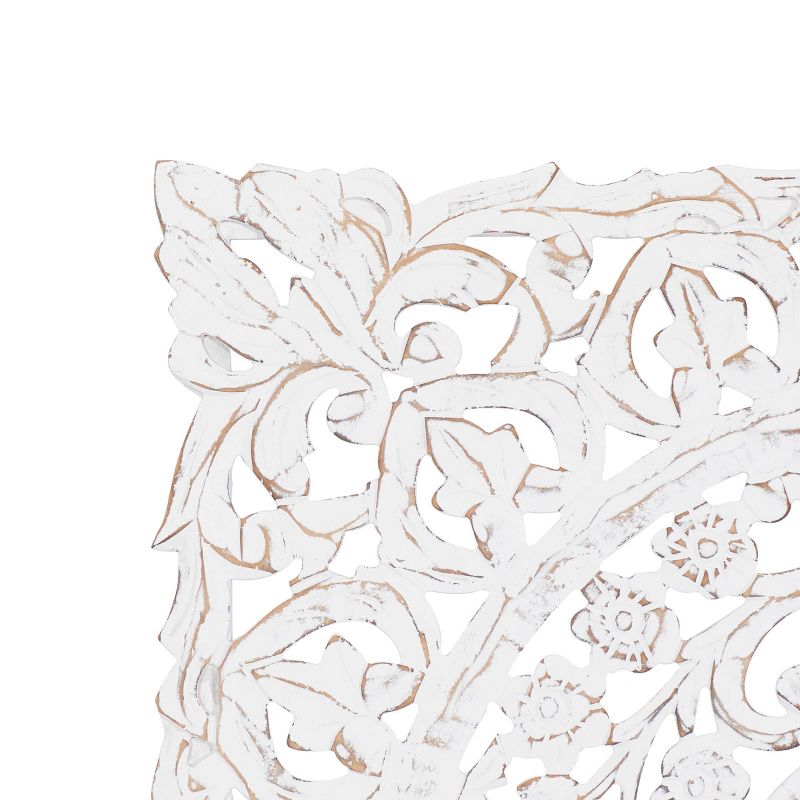 Wood Floral Handmade Intricately Carved Wall Decor with Mandala Design Gray  - Olivia &#38; May, 4 of 17