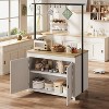 Kitchen Island with Storage 42" - Heavy Duty Kitchen Cart, Mobile Kitchen Island with 2-Tier Shelves & 5 Hooks, sturdy Wood Countertop - 3 of 4