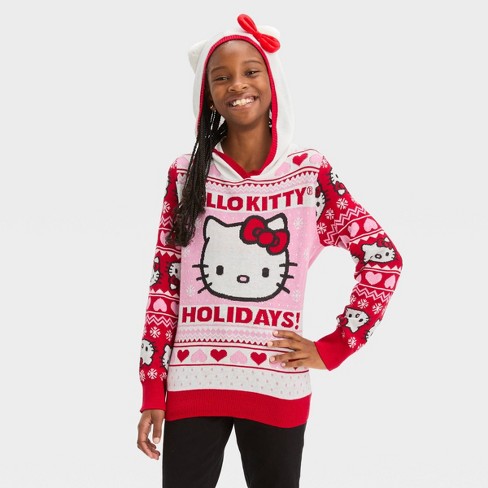 Girls' Hello Kitty Holiday Hooded Sweater - Red : Target