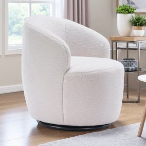 25.6" Teddy Barrel Armchair with Swivel and Ergonomic Back - 1 of 4