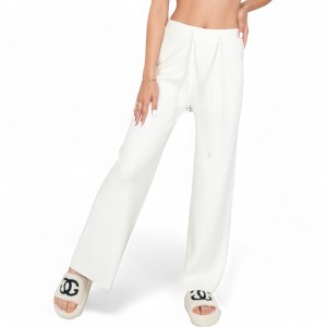 Anna-Kaci Women's Wide-Leg Sweater Pants with Elastic Waistband and Adjustable Drawstring for Cozy Adaptive Fit - 1 of 4