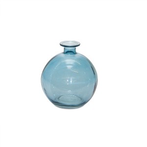 HomeRoots Set of Two Blue Glass Round Table Vase - 1 of 4