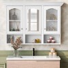 NicBex 47" x32" Wall Mounted Bathroom Storage Cabinet with Mirror&Glass Doors,Medicine Cabinet with 3 Cubbies&Adjustable Shelves for Bathroom,White - 2 of 4