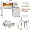 PAKASEPT 43" Kids Desk and Chair Set, Wooden Study Desk with Hutch,  Storage Cabinet, LED lights, Tiltable Desktop, Writing Desk - 3 of 4