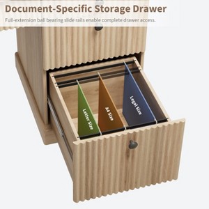 Fluted Home Office Desk Storage, 54" Modern Executive Desk with Charging Station, Wooden Computer Writing Desk with File Cabinet & Drawers - 1 of 4