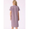 cheibear Women's Cotton Soft Short Sleeve V Neck Long Nightgown Loungewear - 3 of 4