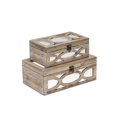 Cheung's Twyla Set of 2 Mirror Overlayed Wood Boxes