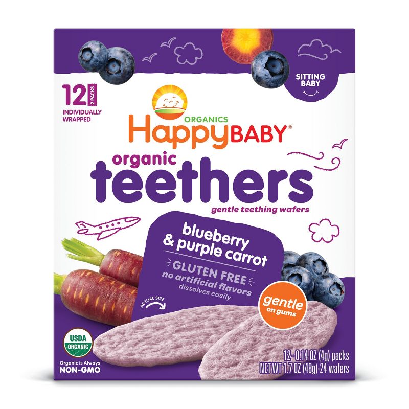 HappyBaby Blueberry &#38; Purple Carrot Organic Teethers - 12ct/0.14oz Each, 1 of 8