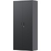 71" Metal Storage Cabinet with Doors, Lock and 4 Adjustable Shelves, Tall Pantry Cabinet for Garage, Office, Bedroom, Shop, Craft Room, Black - 3 of 4