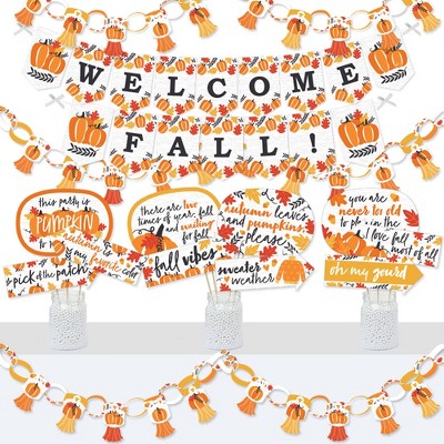 Big Dot of Happiness Fall Pumpkin - Banner and Photo Booth Decorations - Halloween or Thanksgiving Party Supplies Kit - Doterrific Bundle