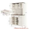 72" White Pantry Cabinet w/ Coffee Station & Wine Storage - 4 Glass Doors, 2 Deep Drawers, Adjustable Shelves - 4 of 4