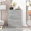 Famapy Grey Woodgrain Shoe Cabinet Flip Up Shoe Rack Hollow Line Design Vintage Natural Style - 2 of 4