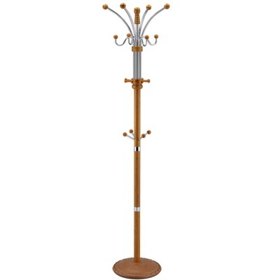 Rack Clothes ,73" Tall Chrome and Wood Coat Rack for Closet, Wardrobe, Oak