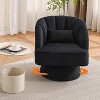 Modern Swivel Barrel Accent Chair, 360 Degree Velvet Upholstered Armchair with Striped Backrest & Plush Padding, Comfy Round Lounge Chair, 2 PCS - 2 of 4