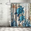 Aoibox Nautical Green Sea Turtles Beach Theme Fabric Shower Curtain Sets Bathroom Blue Ocean Decor with Grommets and Hooks - 2 of 4