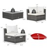 Costway 7PCS Patio Rattan Furniture Set Sectional Sofa Cushioned Garden Black/Grey/Navy/Peacock Blue/Off White/Turquoise/Beige - 4 of 4