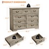 9-Drawer Dresser for Bedroom, 47" Wide Dressers Wood Vintage Chest of Drawers with Natural Texture and Vintage Gold Floral Handles - 4 of 4