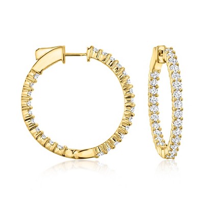 Ross-Simons 2.00 ct. t.w. Diamond Inside-Outside Hoop Earrings in 18kt Gold Over Sterling