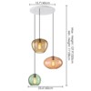 Rennnsan Elnorya 23"W 3-Light Cluster Staggered Color Glass Modern Dimmable Chandelier in Multicolored - 3 of 4