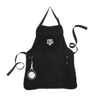 Evergreen Texas A&M Black Grill Apron- 26 x 30 Inches Durable Cotton with Tool Pockets and Beverage Holder