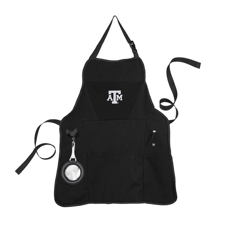 Evergreen Texas A&M Black Grill Apron- 26 x 30 Inches Durable Cotton with Tool Pockets and Beverage Holder, 1 of 2