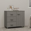 vidaXL Solid Pinewood Sideboard HAMAR - Light Gray Decorative Cabinet with 1 Door and 3 Drawers, Stable and Spacious Wooden Highboard Furniture - 2 of 4