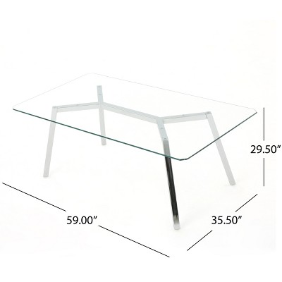 Verna Clear Tempered Glass Dining Table with Chrome Legs